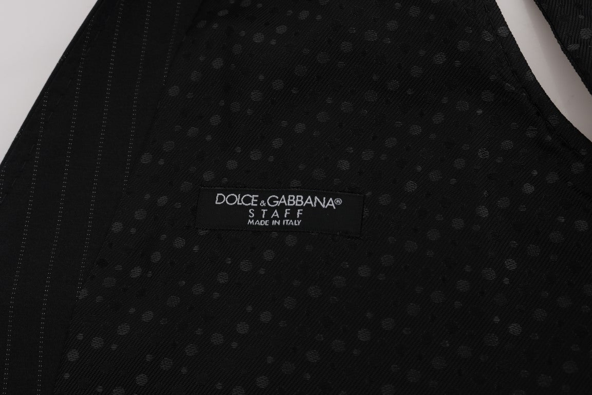 Dolce &amp; Gabbana Gilet rayé en coton gris STAFF