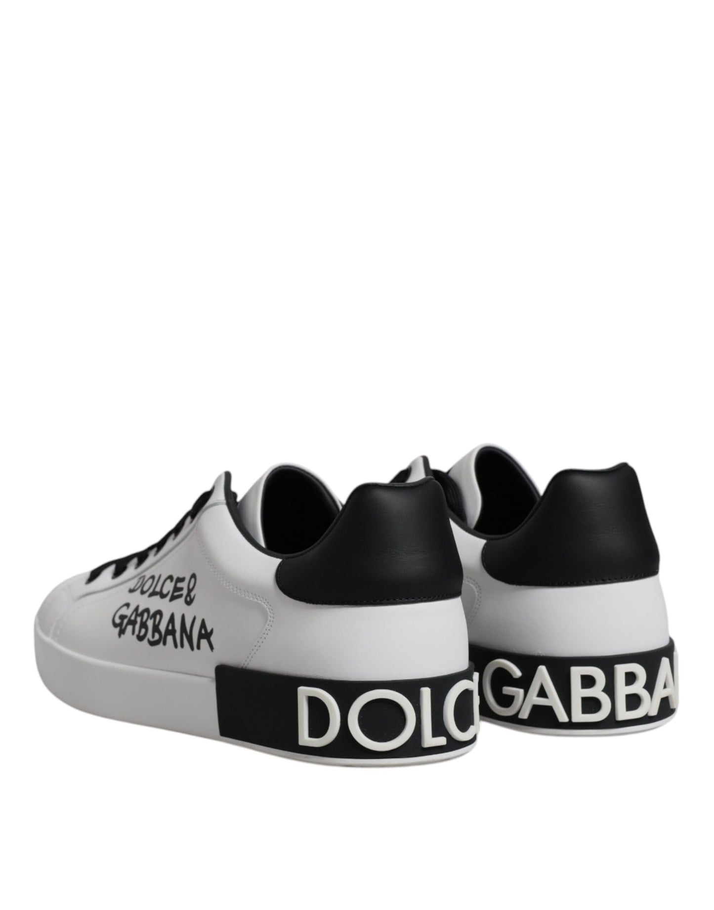 Dolce & Gabbana White Leather Logo Portofino Sneakers Shoes