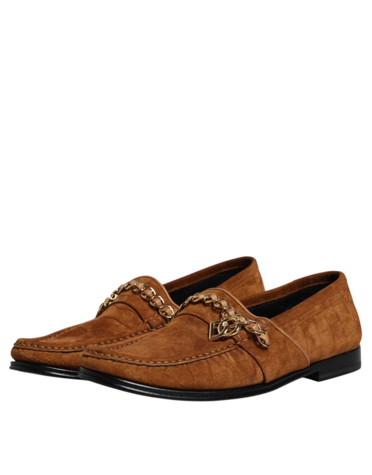 Dolce & Gabbana Brown Suede Leather Loafers Dress Shoes