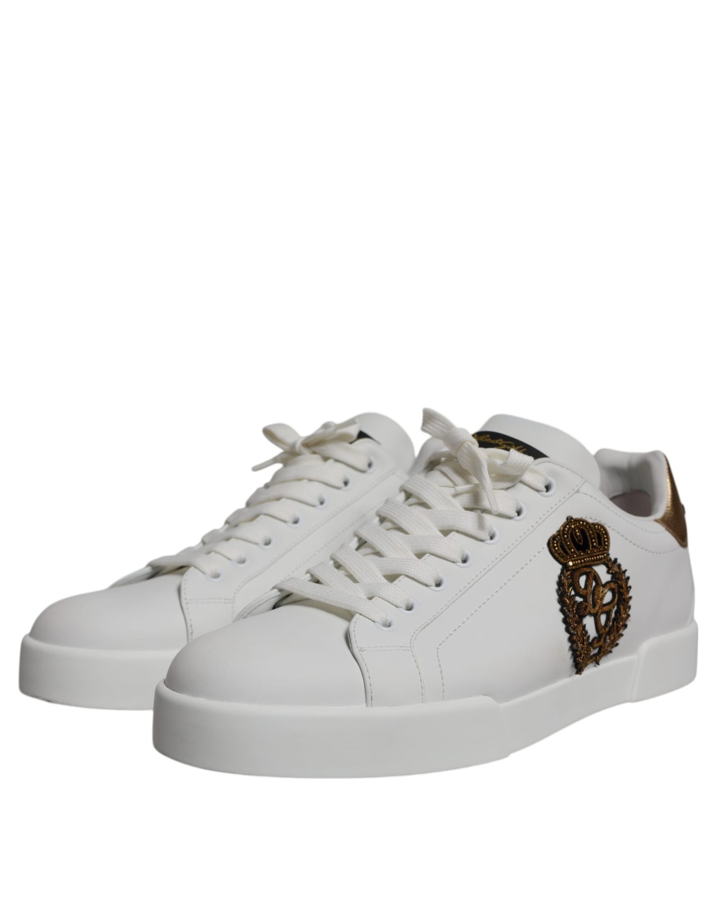 Dolce & Gabbana White Leather DG Logo Casual Low Top Sneakers Shoes