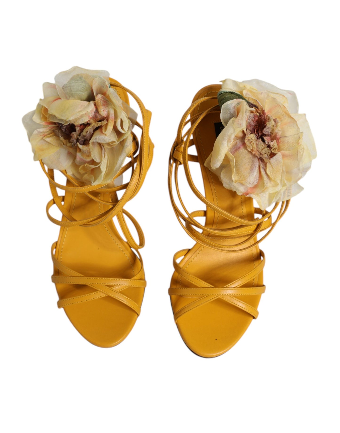 Dolce & Gabbana Orange Flower Applique Keira Sandals Shoes