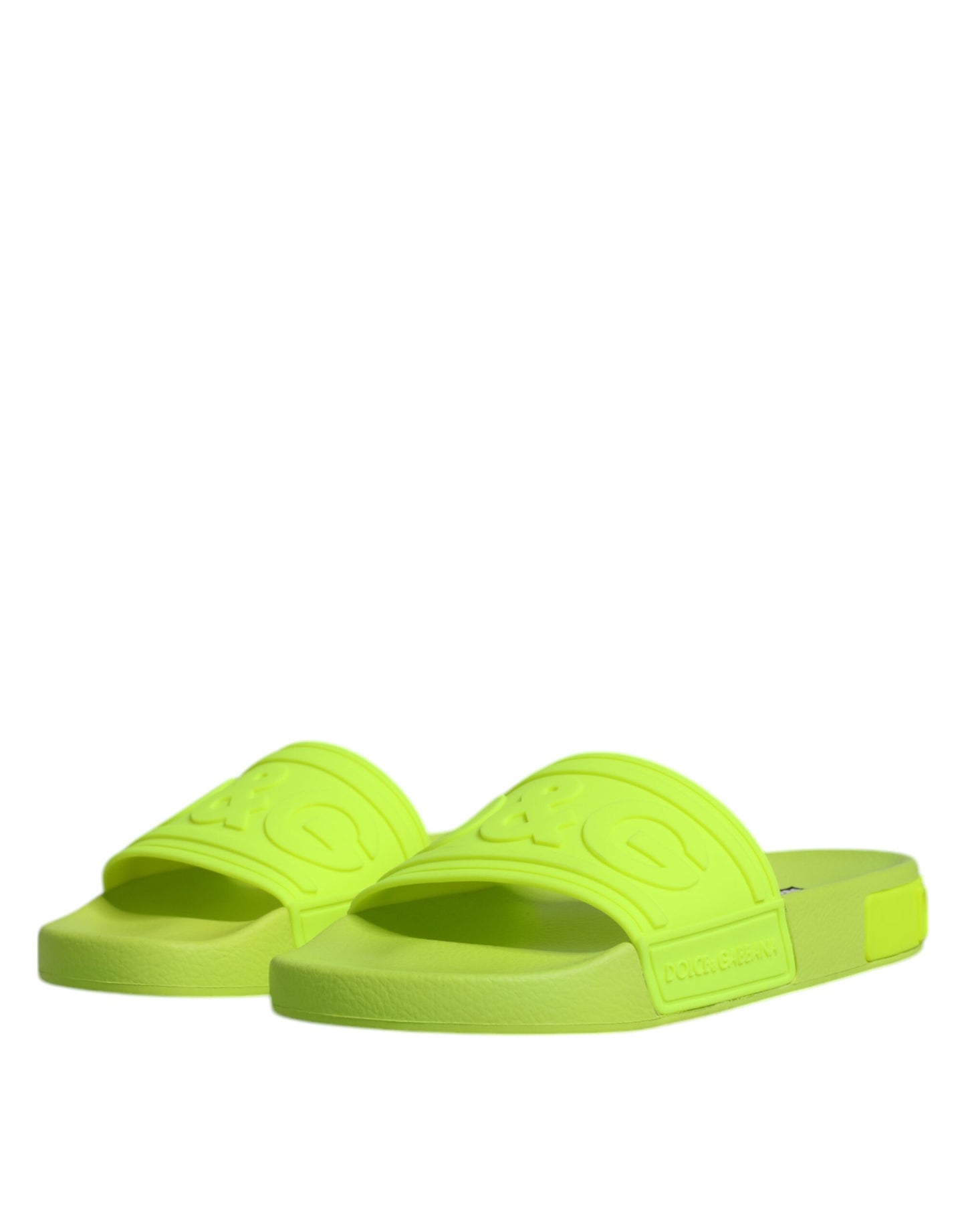 Dolce & Gabbana Green Rubber Slides Sandals Beachwear Shoes