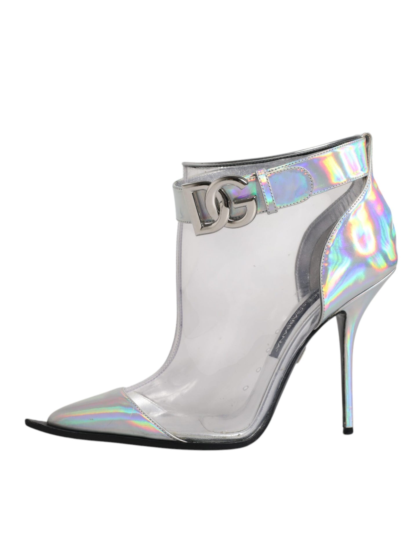 Dolce & Gabbana Silver Iridescent Pointed Short Boots Shoes