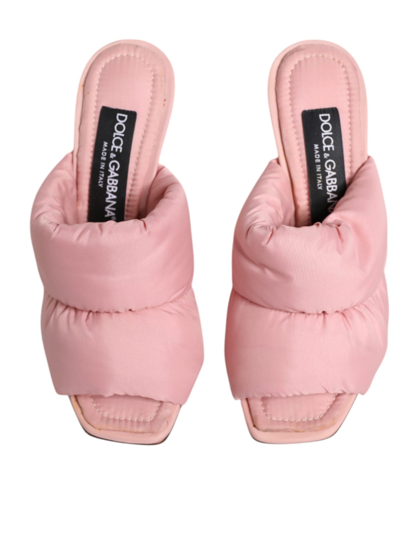 Dolce & Gabbana Pink Quilted DG Heel Slide Sandals Shoes