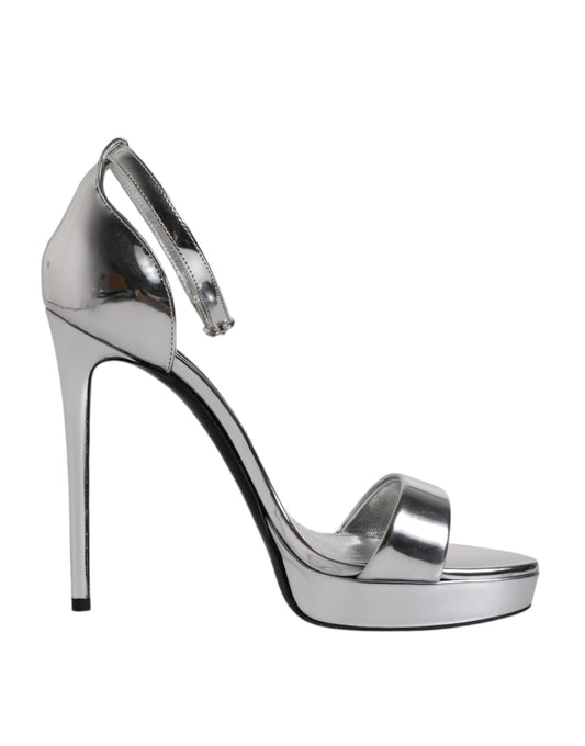 Dolce & Gabbana Silver KEIRA Heels Ankle Strap Sandals Shoes