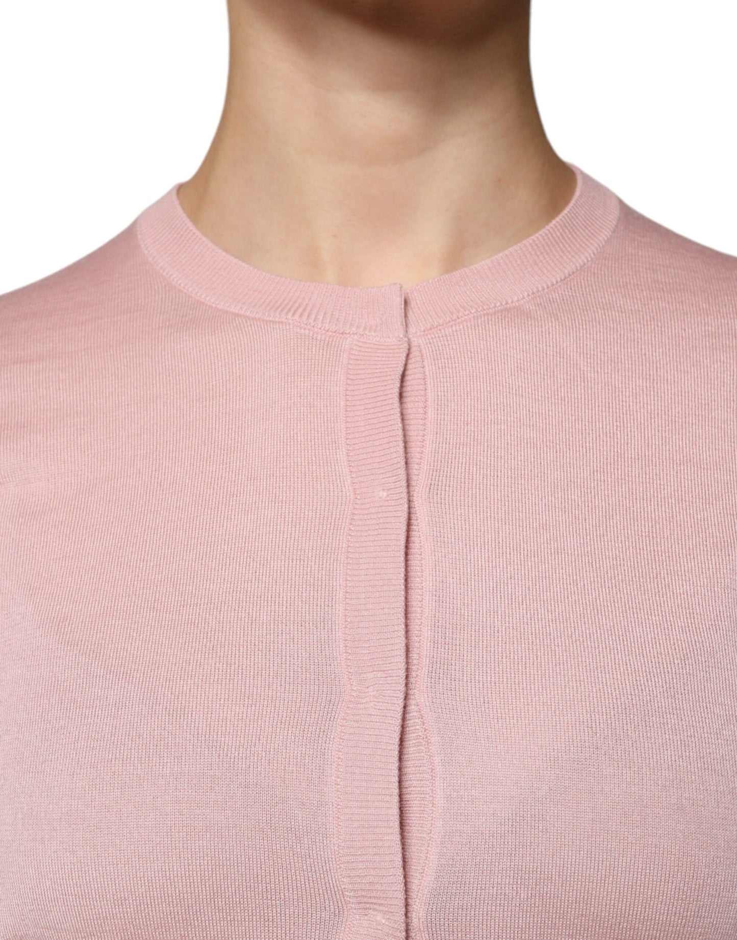 Dolce & Gabbana Pink Wool Knit Button Down Cardigan Sweater