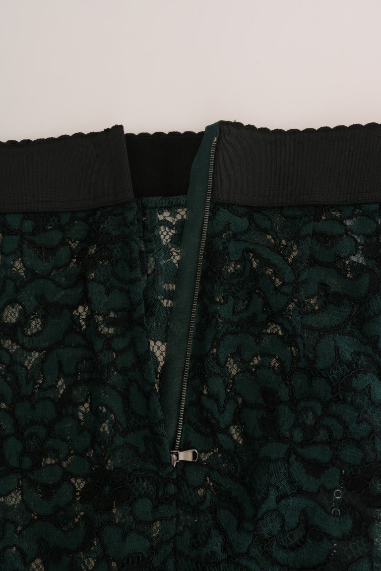 Dolce &amp; Gabbana Pantalon leggings en dentelle florale verte