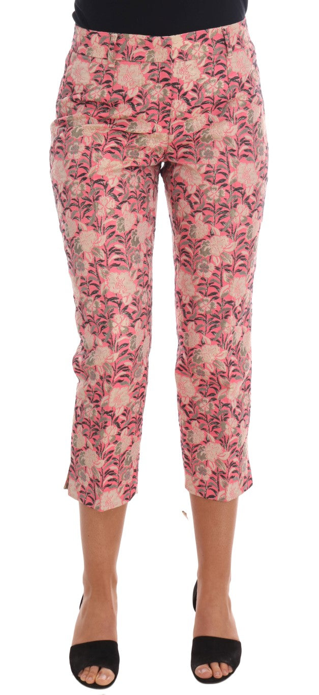 Dolce &amp; Gabbana Pantalon capri en brocart fleuri rose