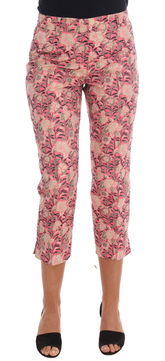 Dolce &amp; Gabbana Pantalon capri en brocart fleuri rose