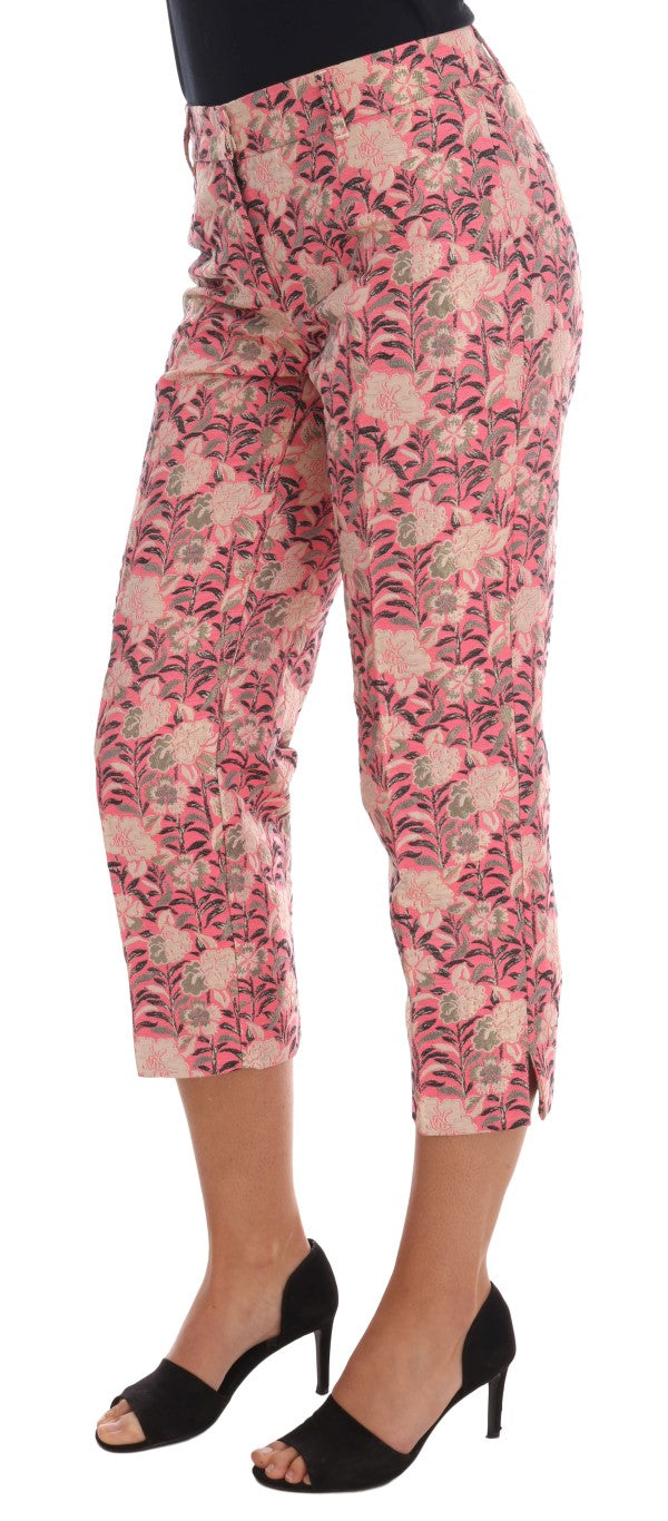 Dolce &amp; Gabbana Pantalon capri en brocart fleuri rose