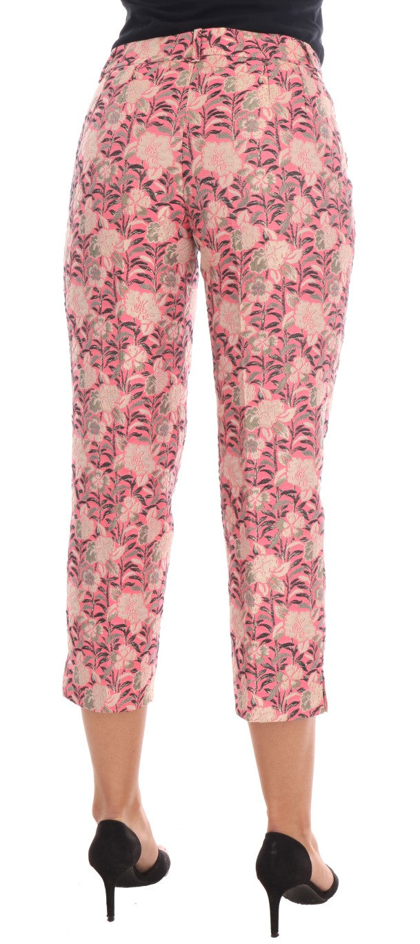 Dolce &amp; Gabbana Pantalon capri en brocart fleuri rose