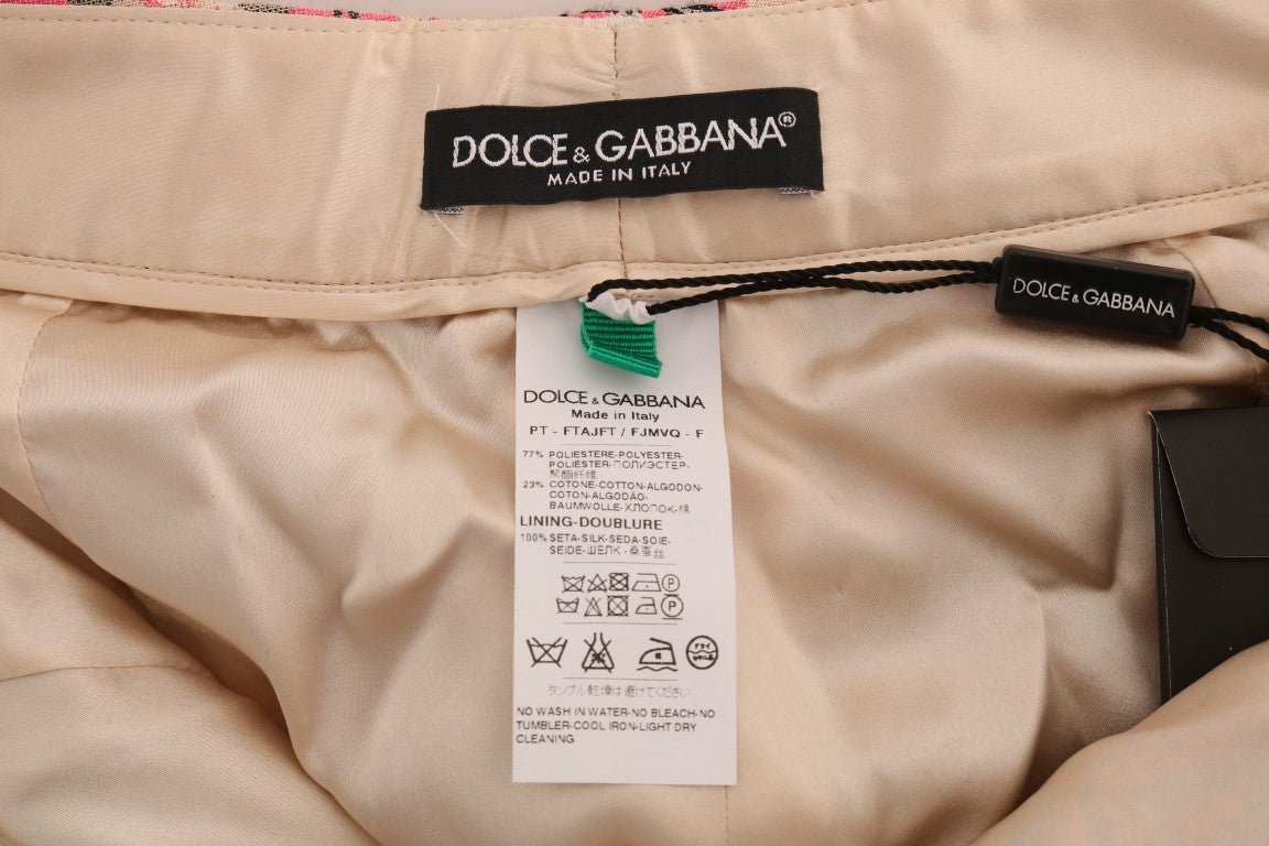 Dolce &amp; Gabbana Pantalon capri en brocart fleuri rose