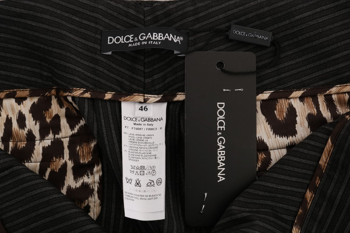 Dolce &amp; Gabbana Slim-Anzughose aus grauem Wollstretch