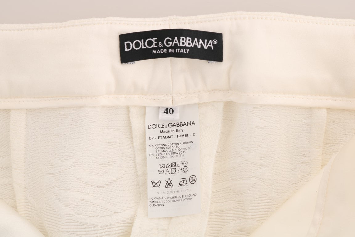 Weiße Caprihose aus Blumenbrokat von Dolce &amp; Gabbana