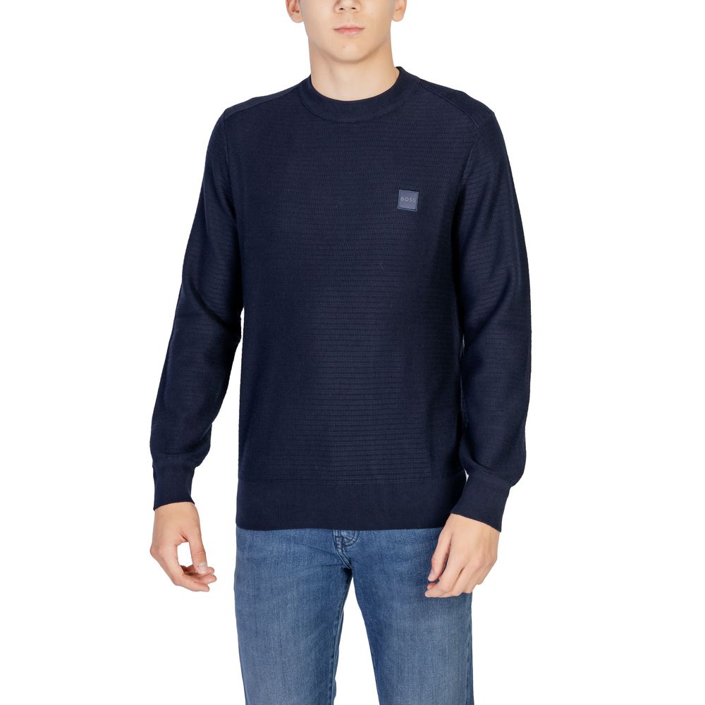 Hugo Boss Blue Cotton Sweater