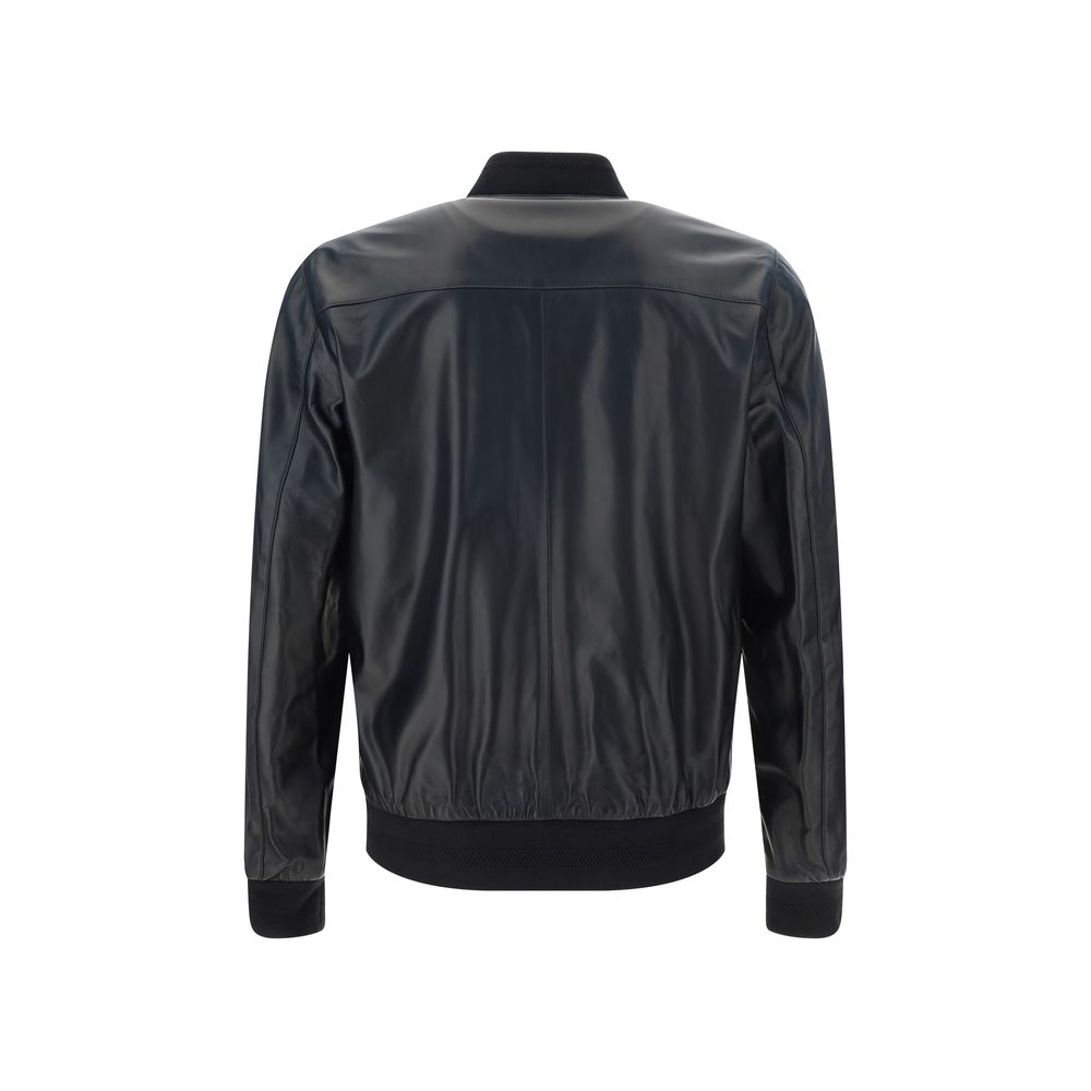 Philipp Plein Leather Bomber Jacket