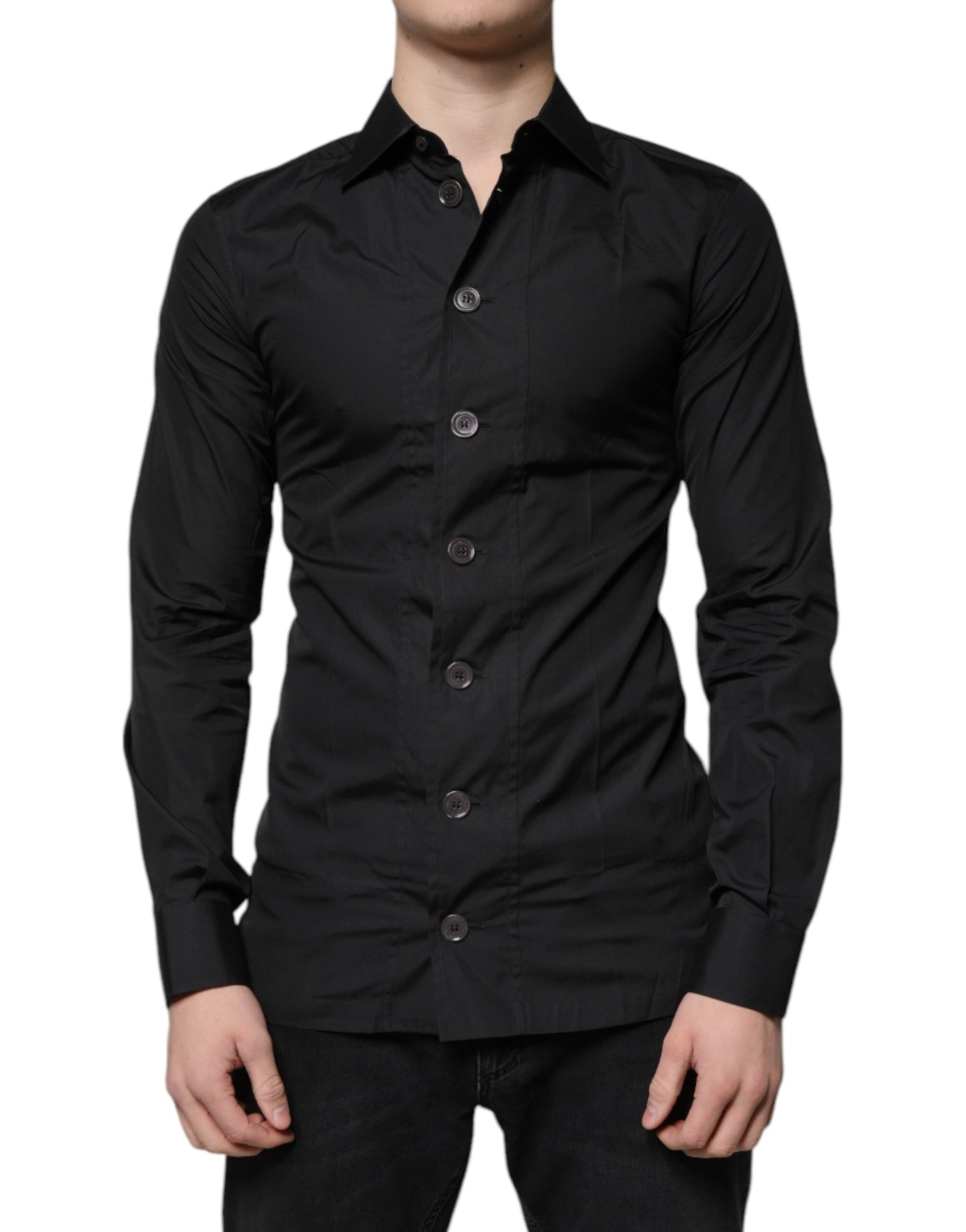 Dolce & Gabbana Black Cotton Formal Long Sleeves Dress Shirt