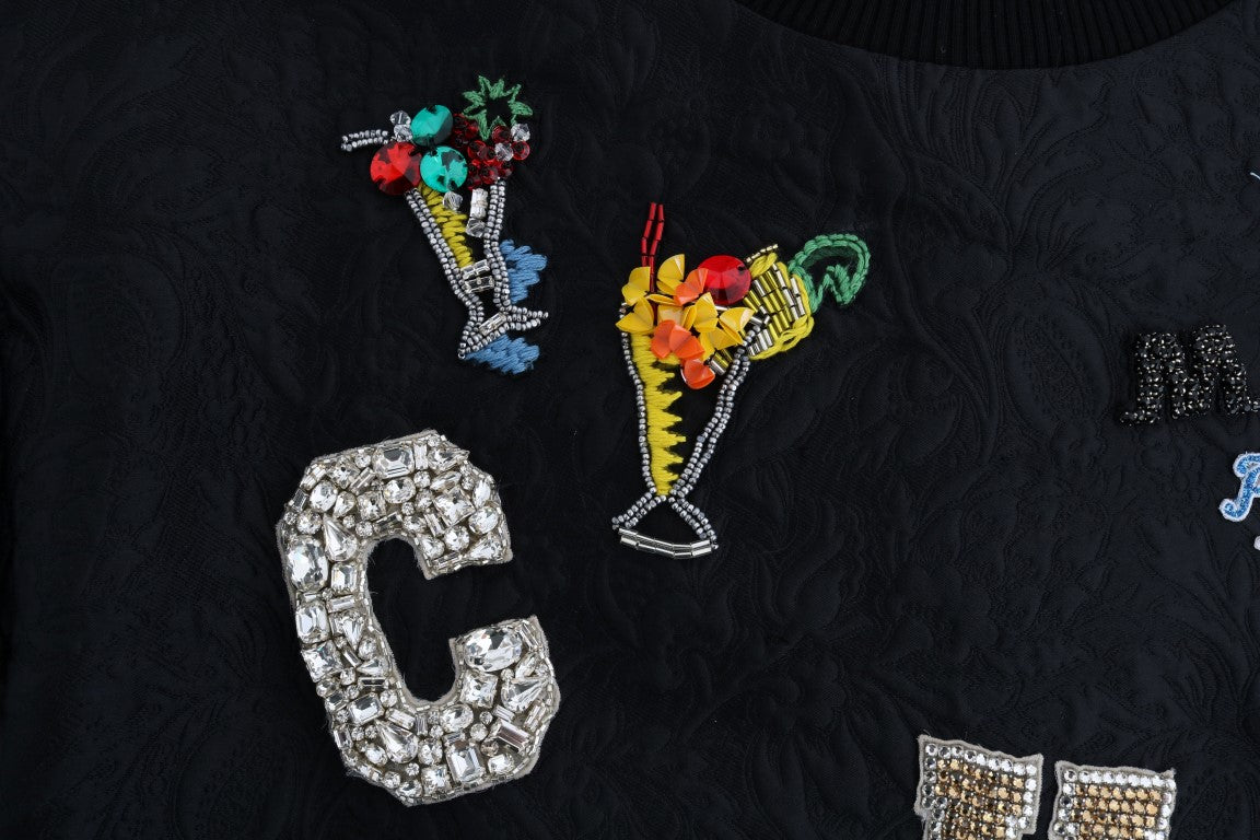 Dolce &amp; Gabbana Pull en cristal de cocktail en brocart noir