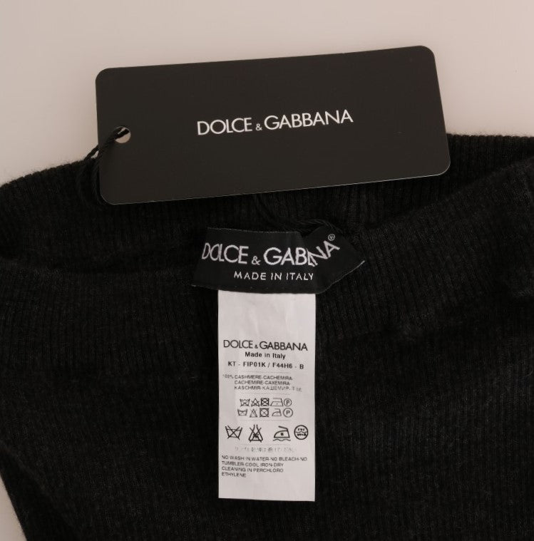 Collants extensibles côtelés en cachemire gris Dolce &amp; Gabbana