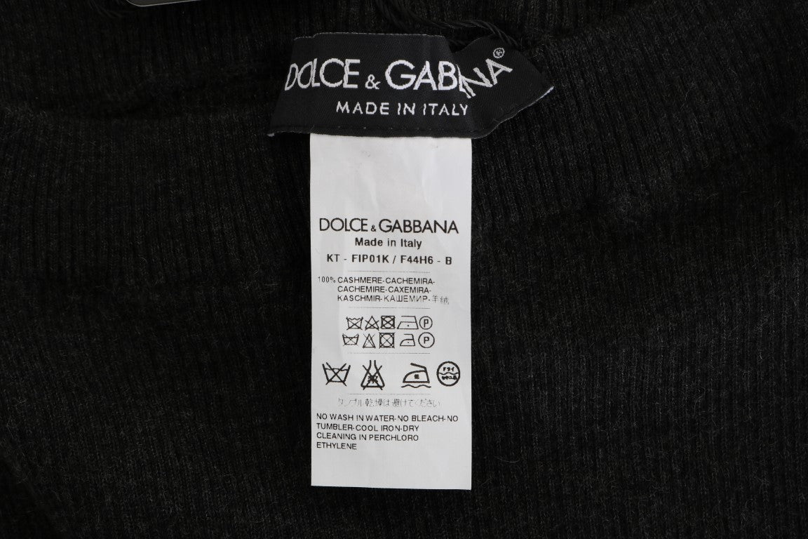 Collants extensibles côtelés en cachemire gris Dolce &amp; Gabbana