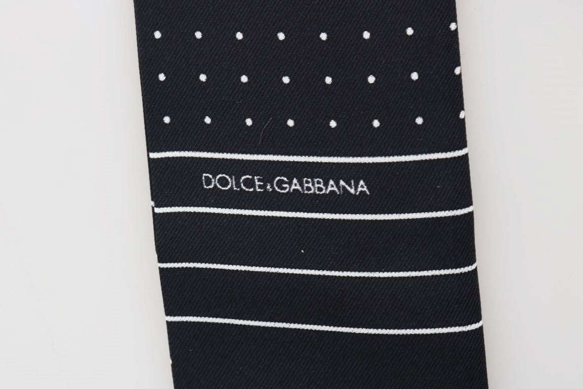 Dolce &amp; Gabbana Dunkelblauer gepunkteter Seidenschal