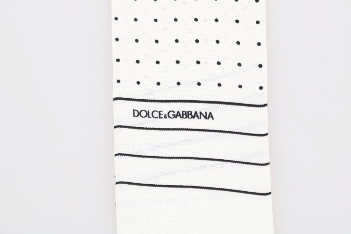 Dolce &amp; Gabbana Écharpe fine en soie à pois blancs