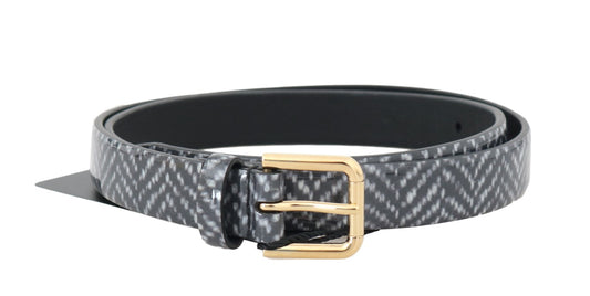 Dolce &amp; Gabbana Ceinture en cuir à motif chevron blanc noir