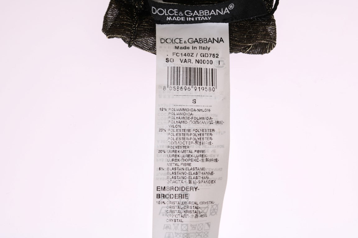 Dolce &amp; Gabbana Chaussettes extensibles noires à fleurs et cristaux transparents