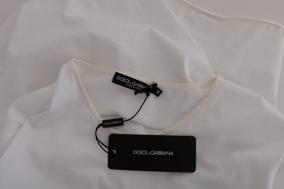 Dolce &amp; Gabbana Weißes T-Shirt aus Baumwollseide