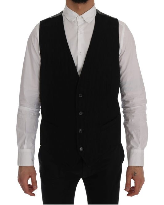 Dolce &amp; Gabbana Schwarze STAFF-Weste aus Baumwoll-Rayon