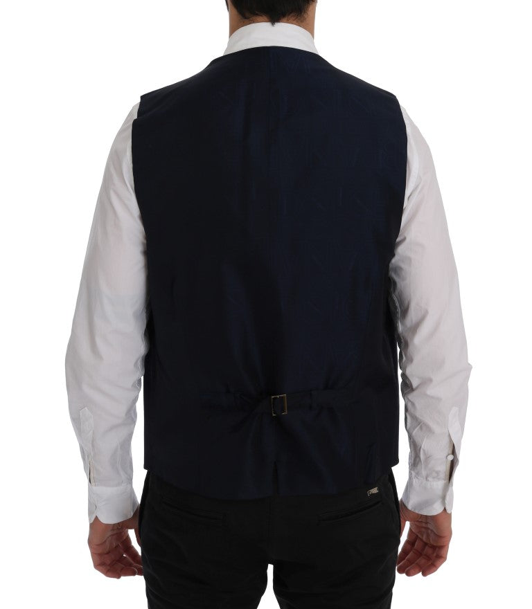 Dolce &amp; Gabbana Gilet en laine stretch bleu STAFF