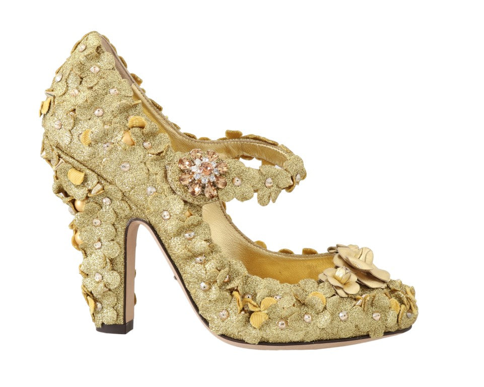 Escarpins Mary Janes en cristal floral doré Dolce &amp; Gabbana