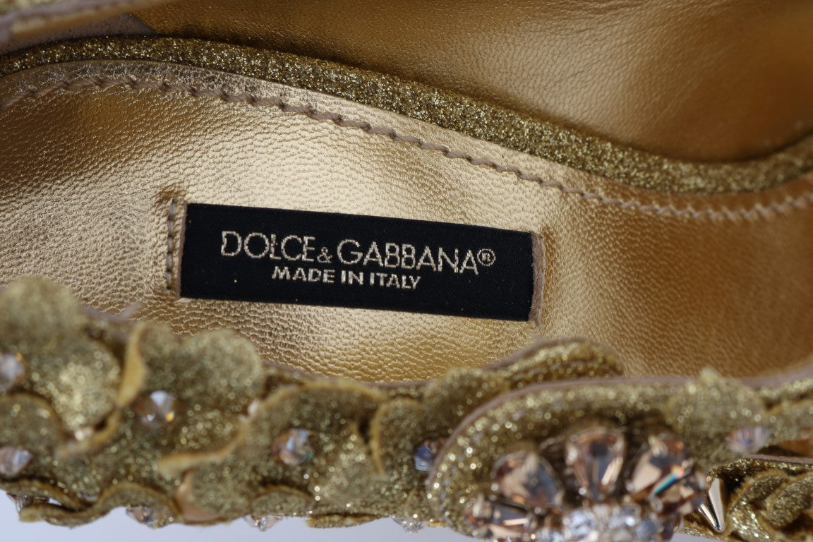 Escarpins Mary Janes en cristal floral doré Dolce &amp; Gabbana