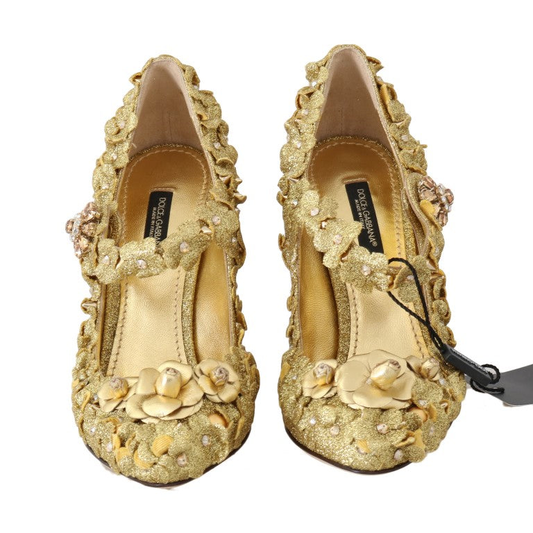 Escarpins Mary Janes en cristal floral doré Dolce &amp; Gabbana