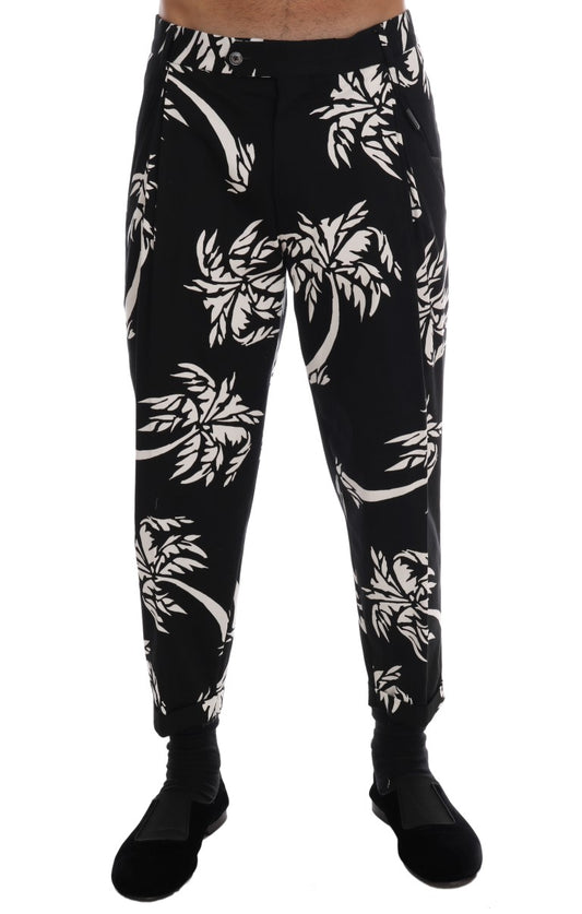 Dolce &amp; Gabbana Pantalon stretch en coton noir Tree