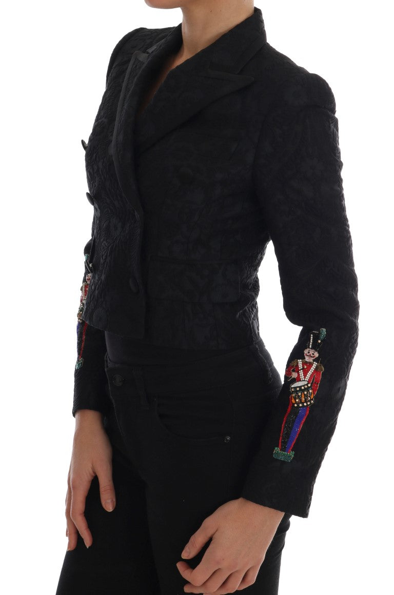 Dolce &amp; Gabbana Blazerjacke aus schwarzem Brokat