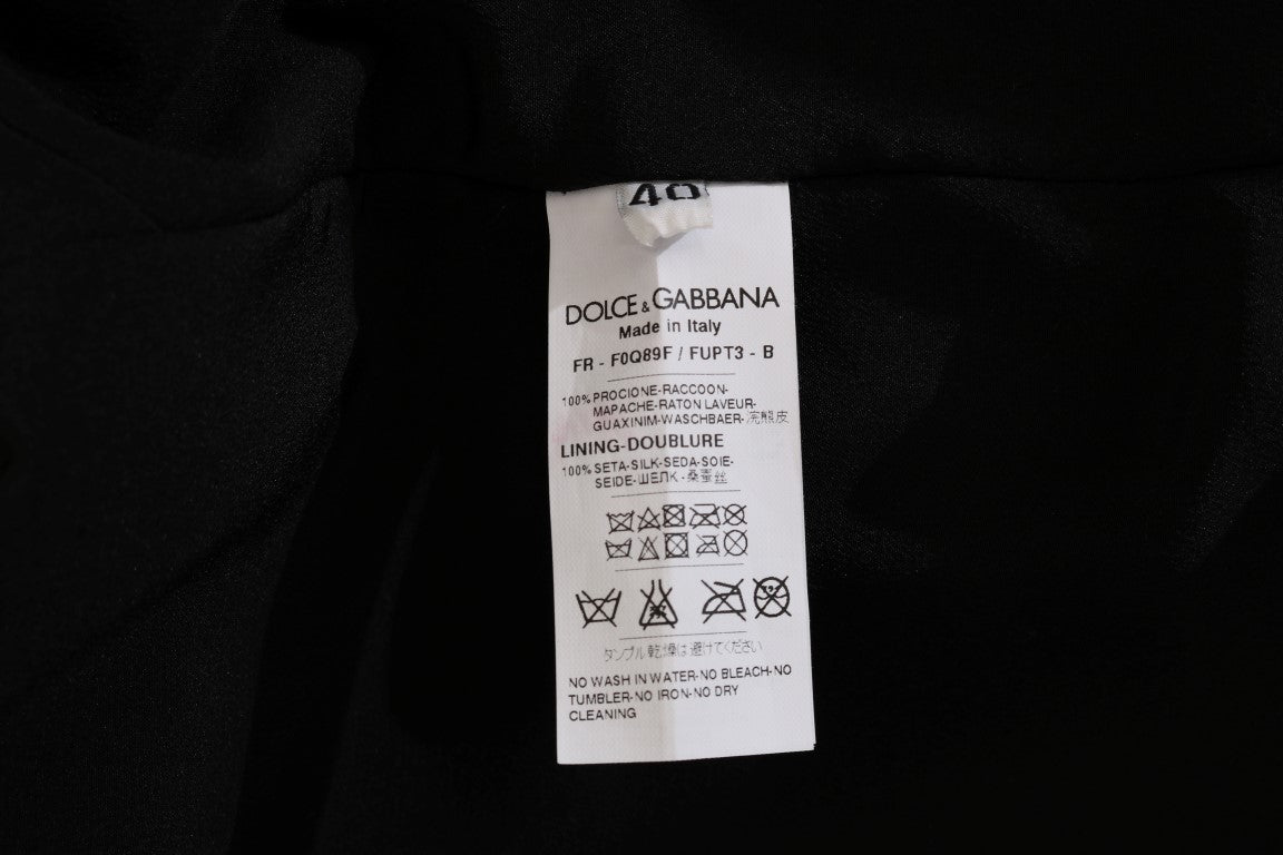 Dolce &amp; Gabbana Veste manteau en fourrure de raton laveur marron