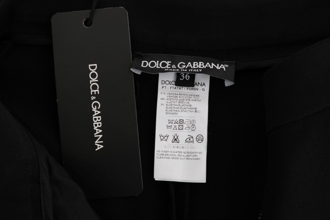 Dolce &amp; Gabbana Pantalon Capri Noir Stretch À Rayures Roses