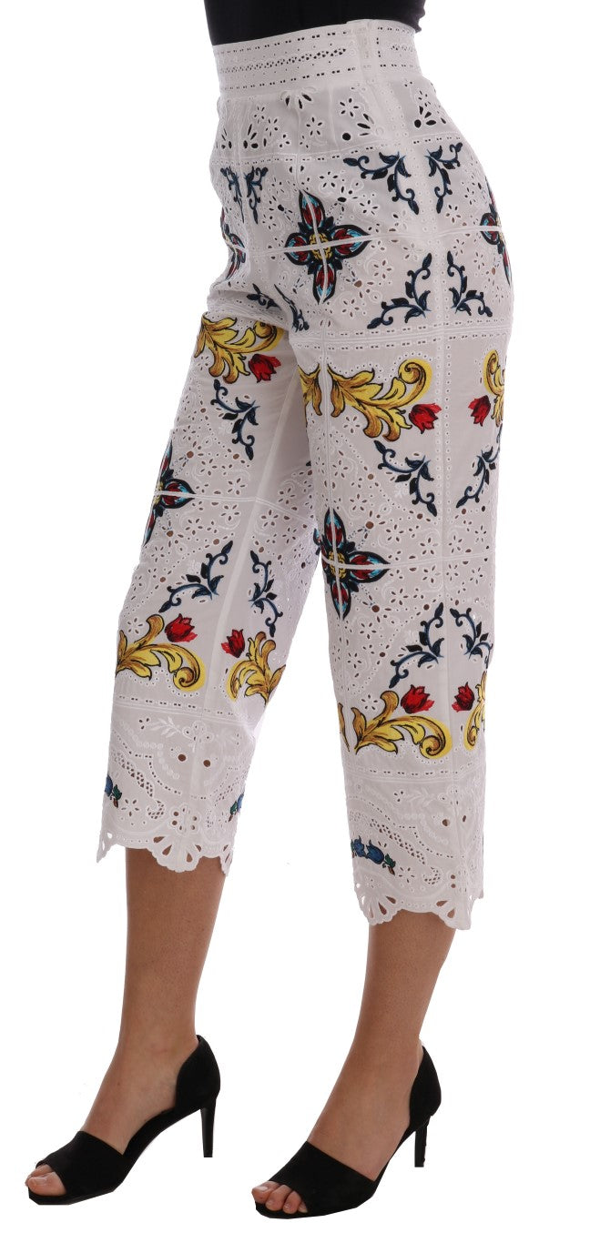 Dolce &amp; Gabbana Pantalon capri multicolore à découpes en majolique