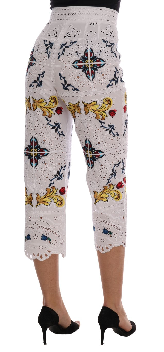 Dolce &amp; Gabbana Pantalon capri multicolore à découpes en majolique