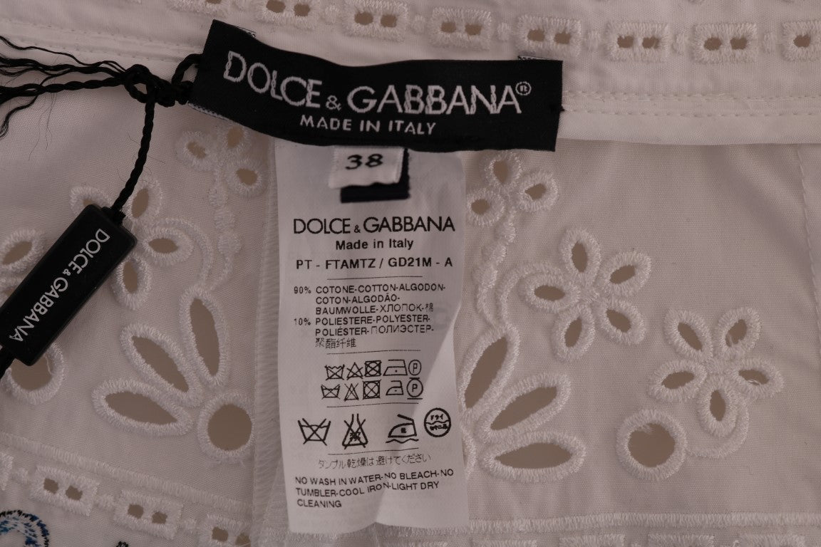 Dolce &amp; Gabbana Pantalon capri multicolore à découpes en majolique