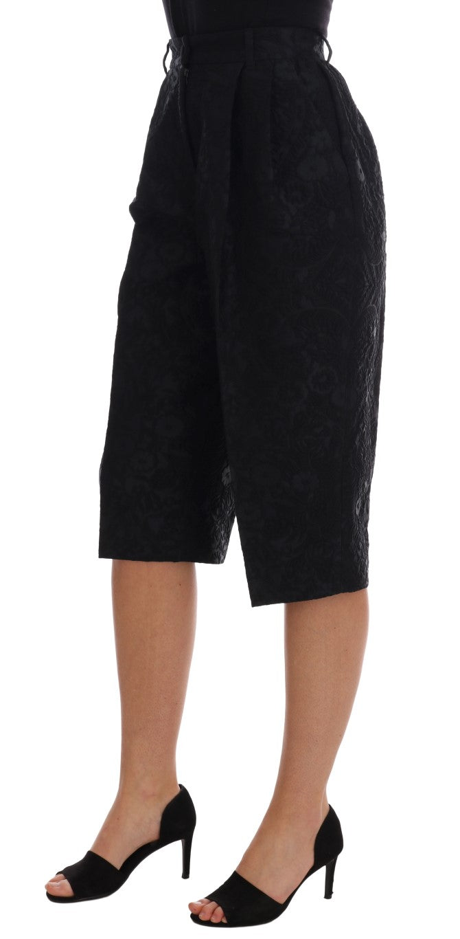 Dolce &amp; Gabbana Short capri taille haute en brocart noir