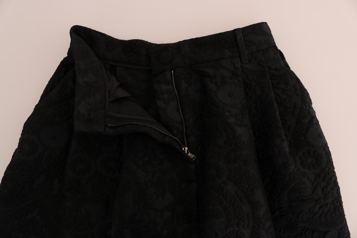 Dolce &amp; Gabbana Short capri taille haute en brocart noir