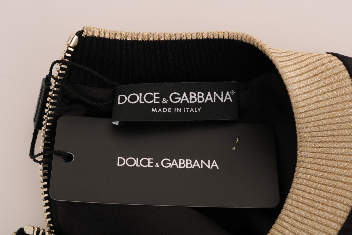 Dolce &amp; Gabbana Pull noir à fermeture éclair en brocart de conte de fées