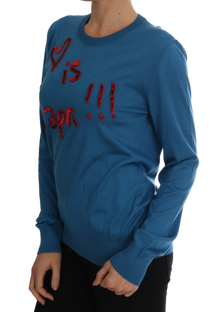 Dolce &amp; Gabbana Pull en soie bleue Love is