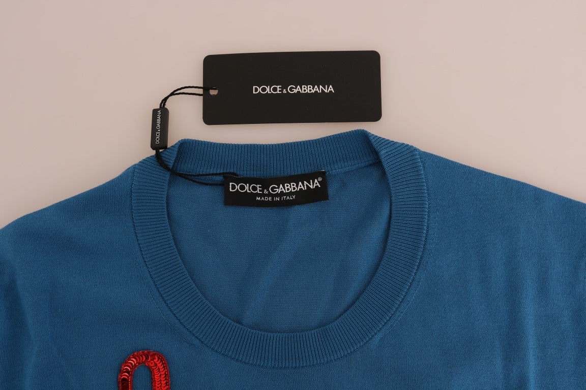 Dolce &amp; Gabbana Pull en soie bleue Love is