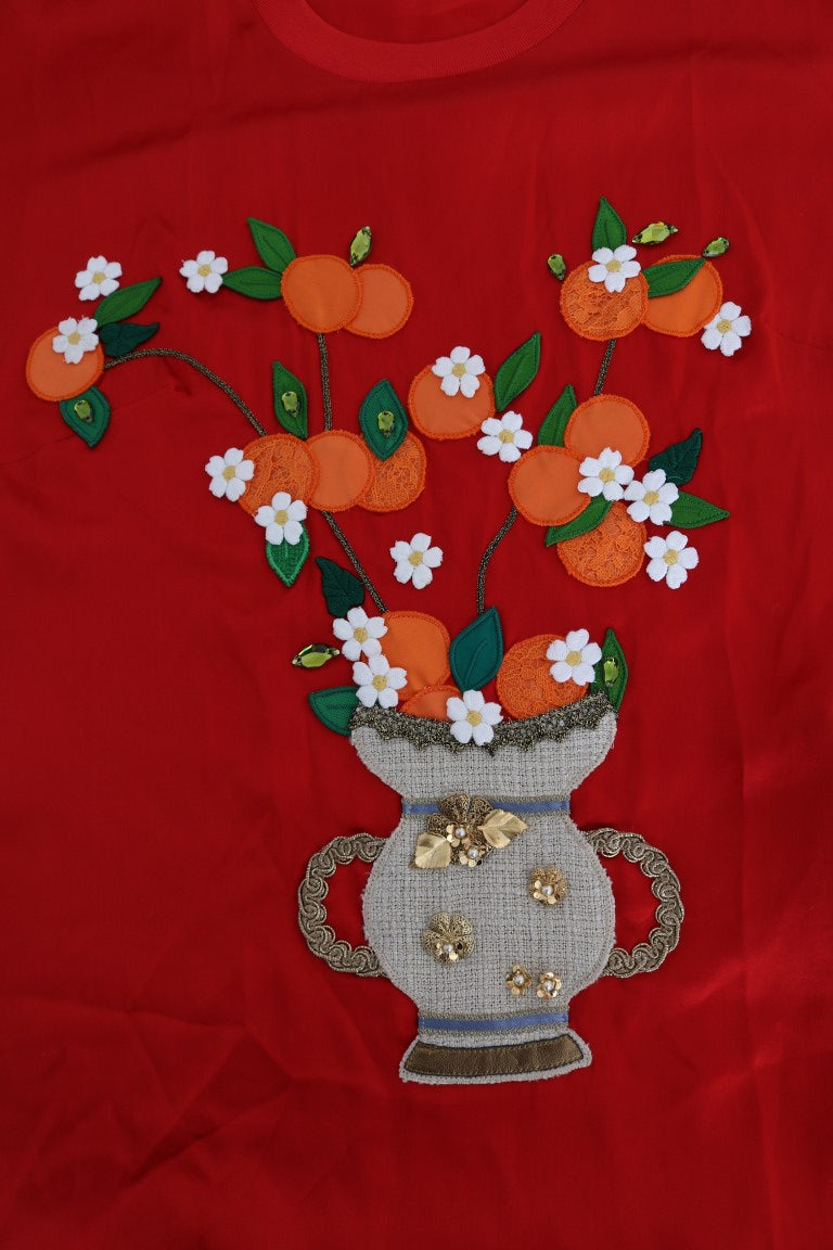 Dolce &amp; Gabbana Vase Orange En Soie Rouge Dessus En Cristal