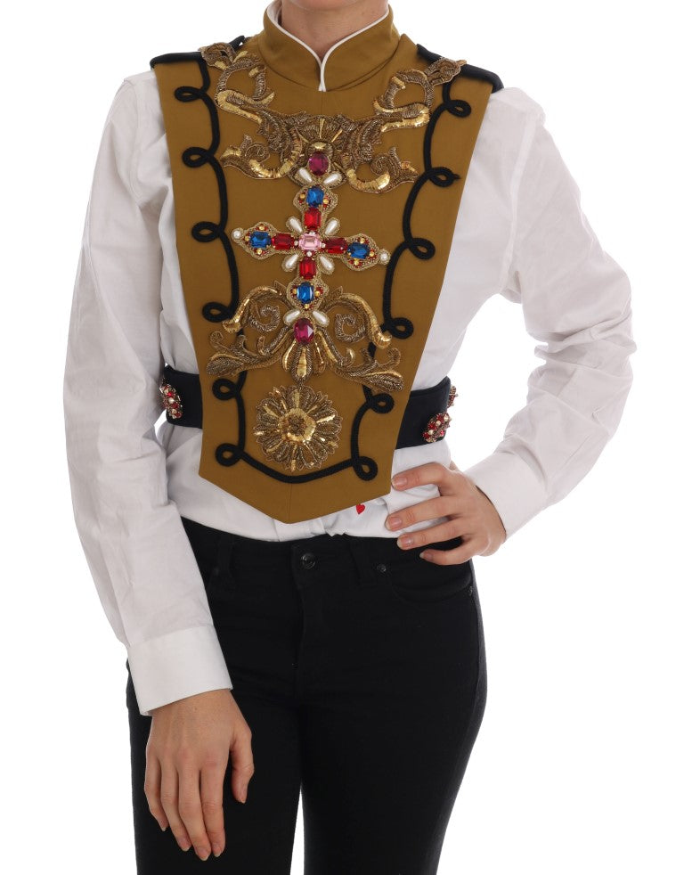 Dolce &amp; Gabbana Veste gilet croisée en cristal jaune