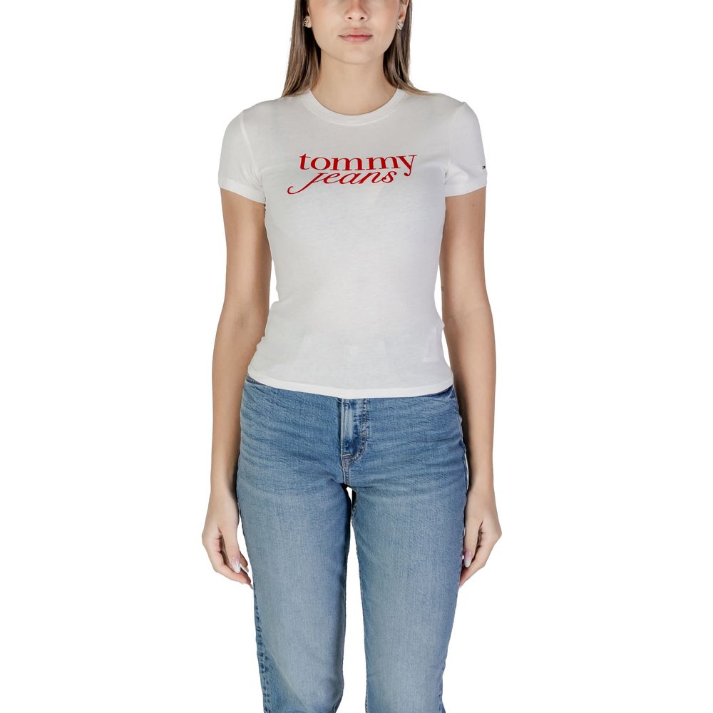 Tommy Hilfiger Jeans White Cotton Rigenerato Tops & T-Shirt