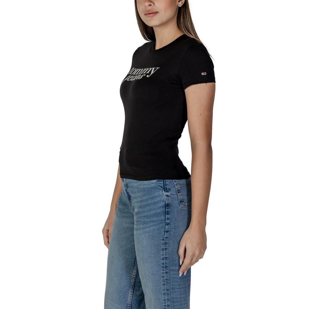 Tommy Hilfiger Jeans Black Cotton Rigenerato Tops & T-Shirt